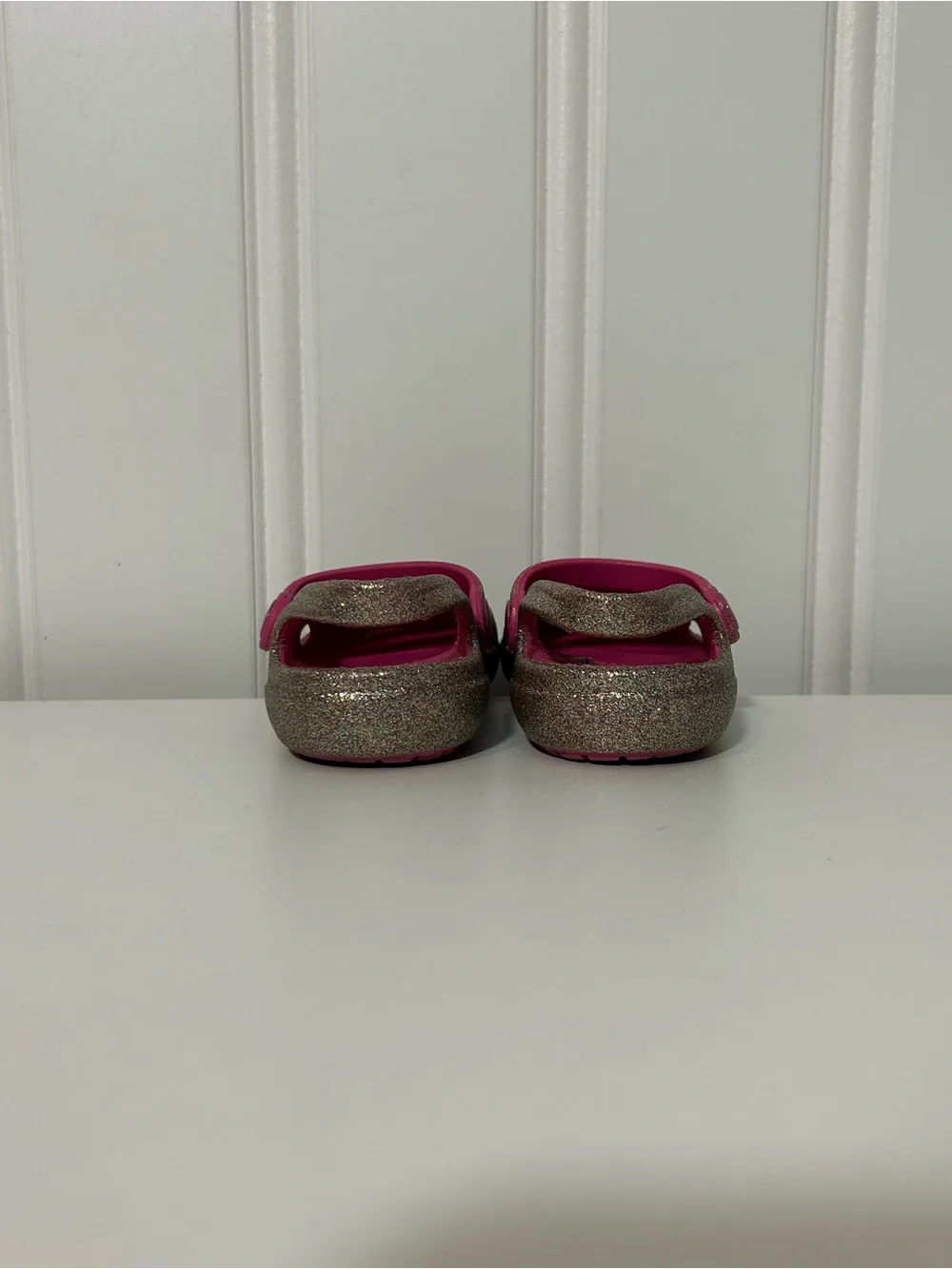 Crocs Maryjane Girls Glitter Clog Sandals - Pink & Gold
